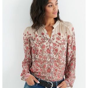 Lucky Brand Dusty Rose Sheer Floral Top